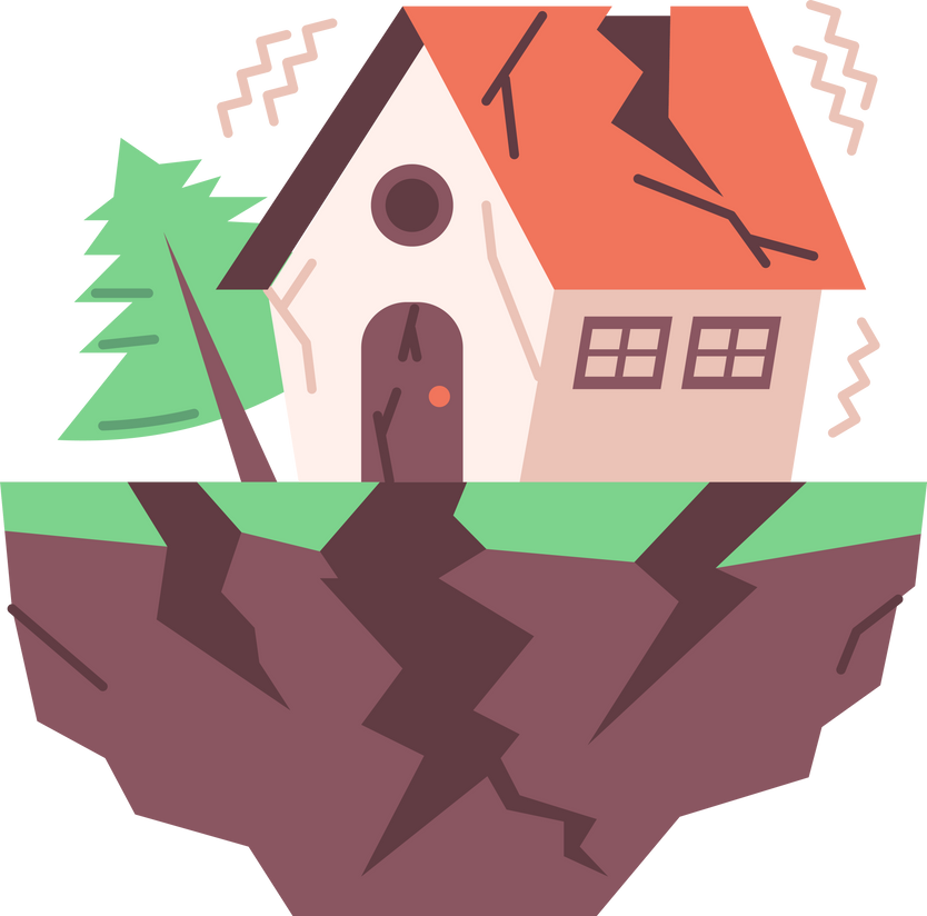 Earthquake House Illustration