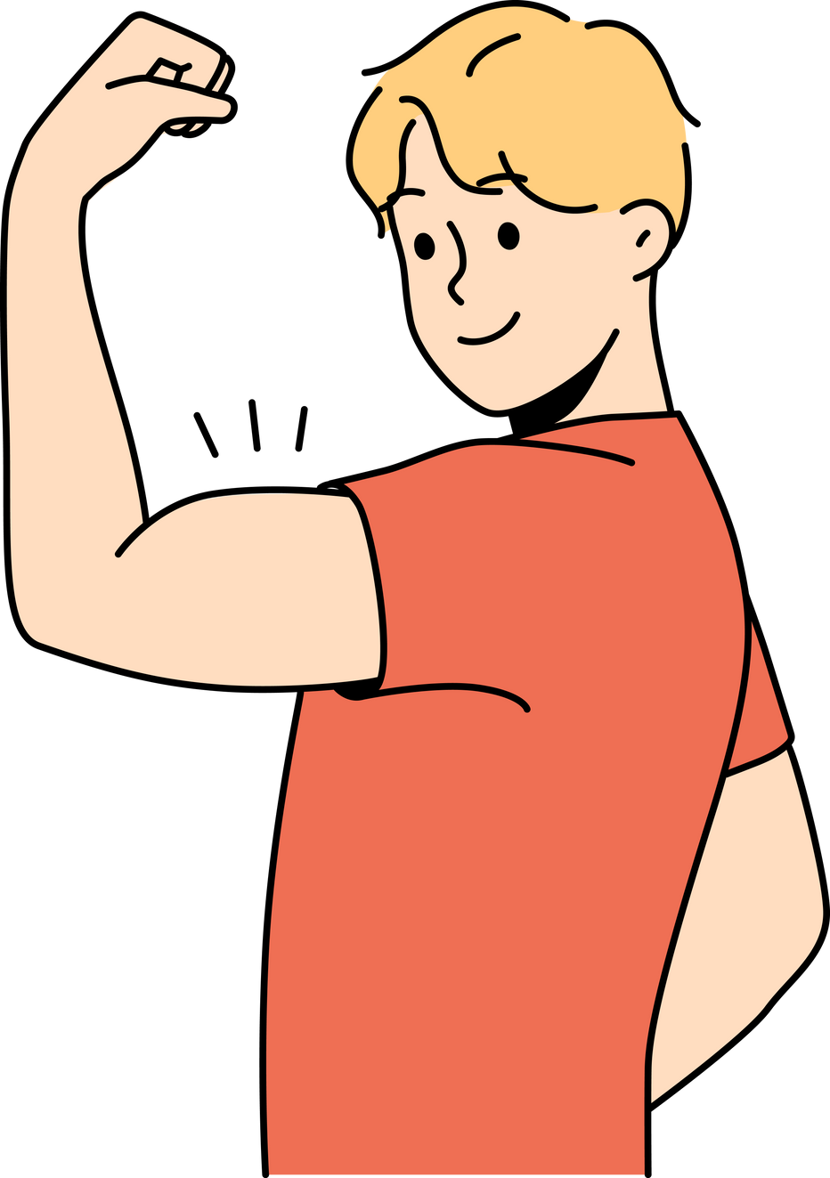 Smiling man showing muscles